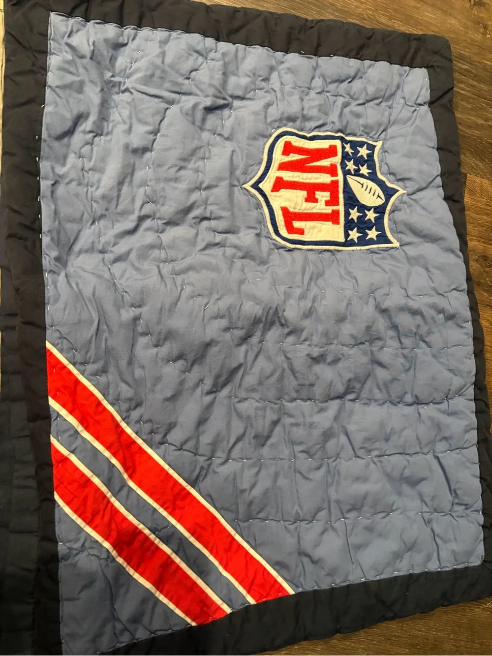 Pottery Barn Teen NFL Patchwork Quilt - Navy, Cream, Gray, Blue, Red